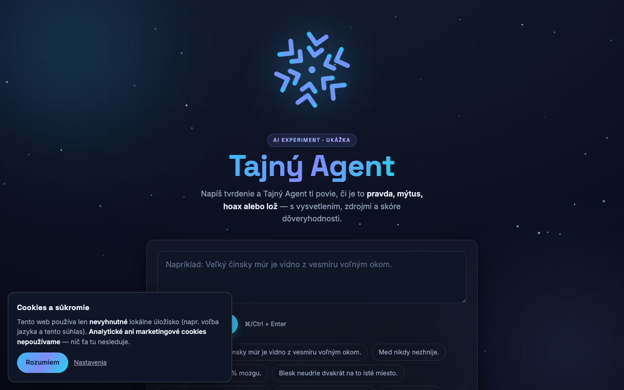 Náhľad aplikácie Tajný Agent